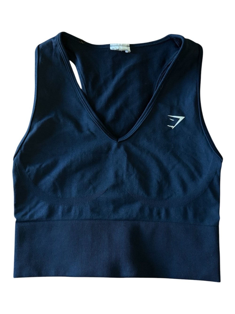 Gymshark Navy V-Neck Seamless Ribbed Underband Sports Bra